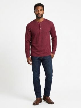 L.L. Bean Men's Burgundy Long Sleeve Henley Size XL